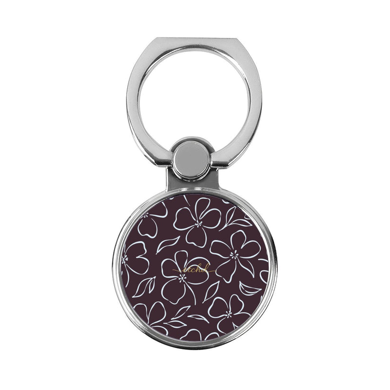 Plum & Blue Floral Anillo soporte clásico para móvil-zoom-