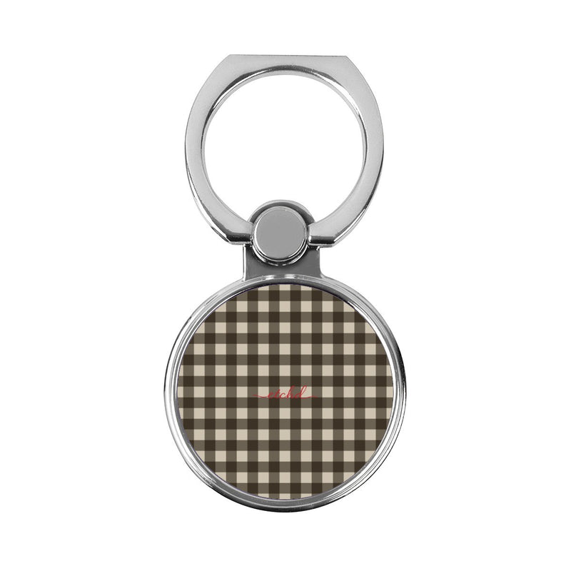 Cream & Brown Gingham Classic Ring Holder-zoom-