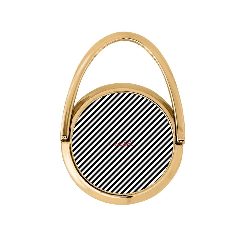 Black & White Striped Diagonal Drehbare Ring Handyhalterung-zoom-
