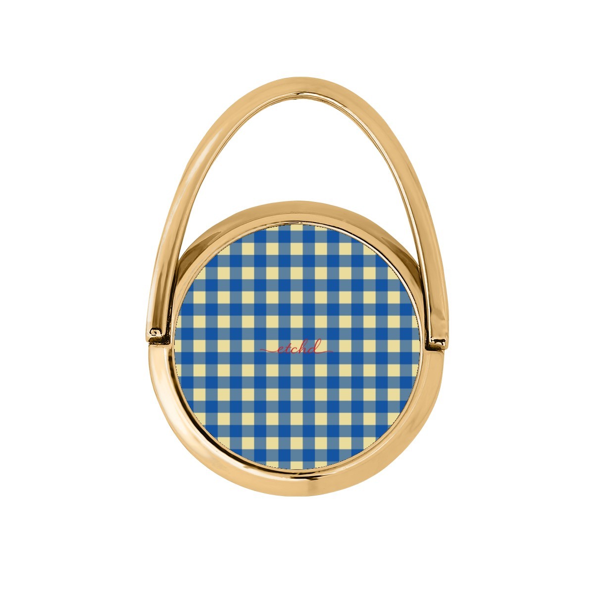 Butter & Cobalt Gingham Hoop Ring Holder by etchd