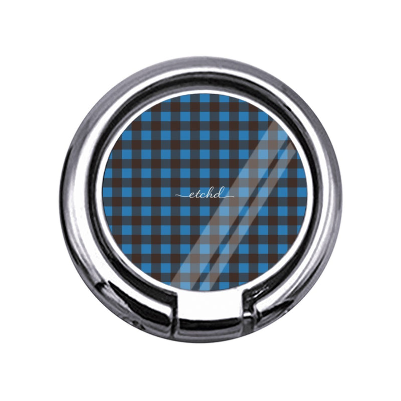 Cerulean & Espresso Gingham Anello supporto sottile per telefono-zoom-