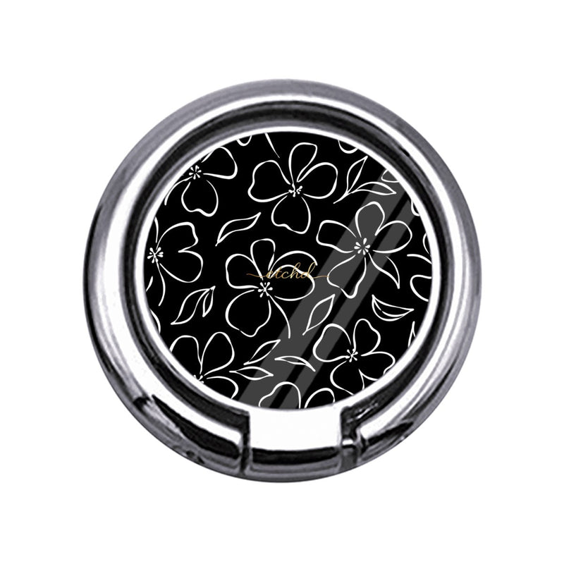 Black & White Floral Slim Ring Holder-zoom-