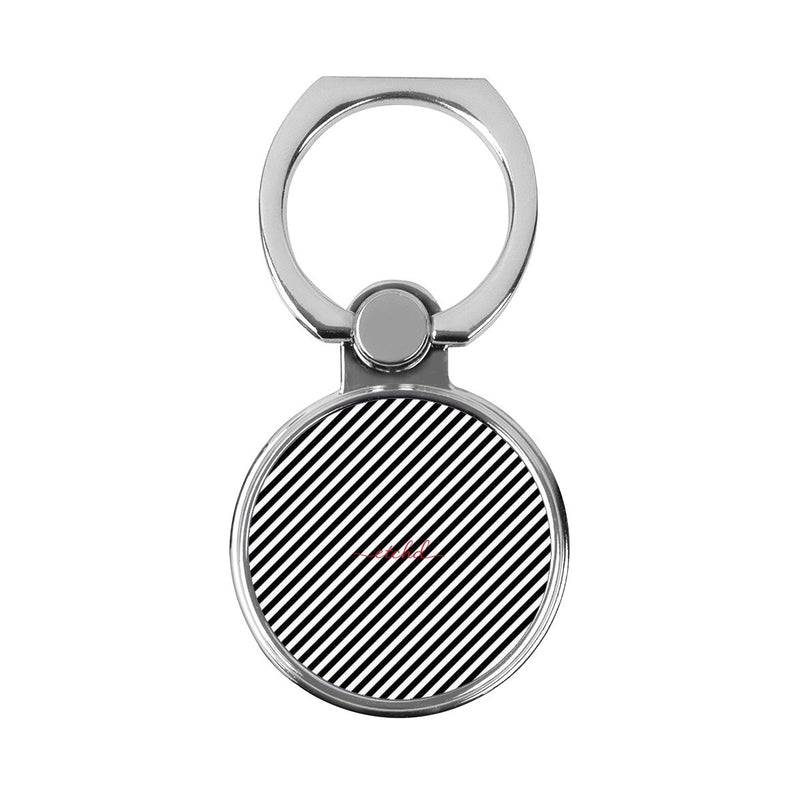 Black & White Striped Diagonal Classic Ring Holder-zoom-