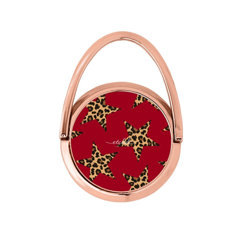 Red & Leopard Stars Drehbare Ring Handyhalterung-zoom-