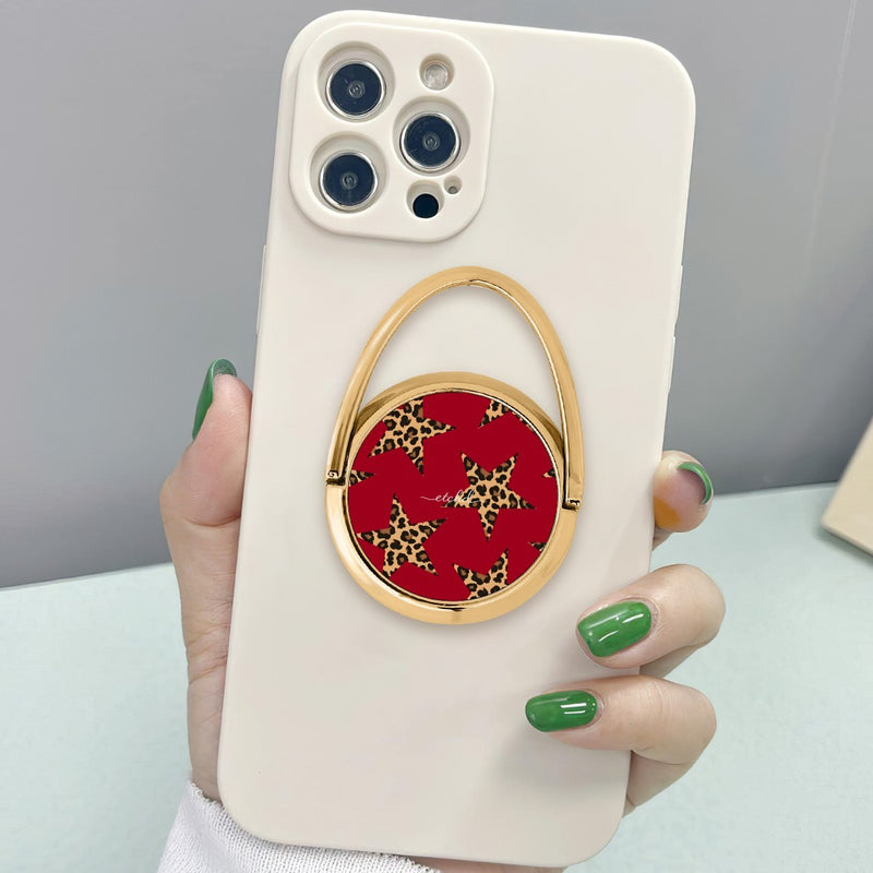 Red & Leopard Stars Drehbare Ring Handyhalterung-zoom-