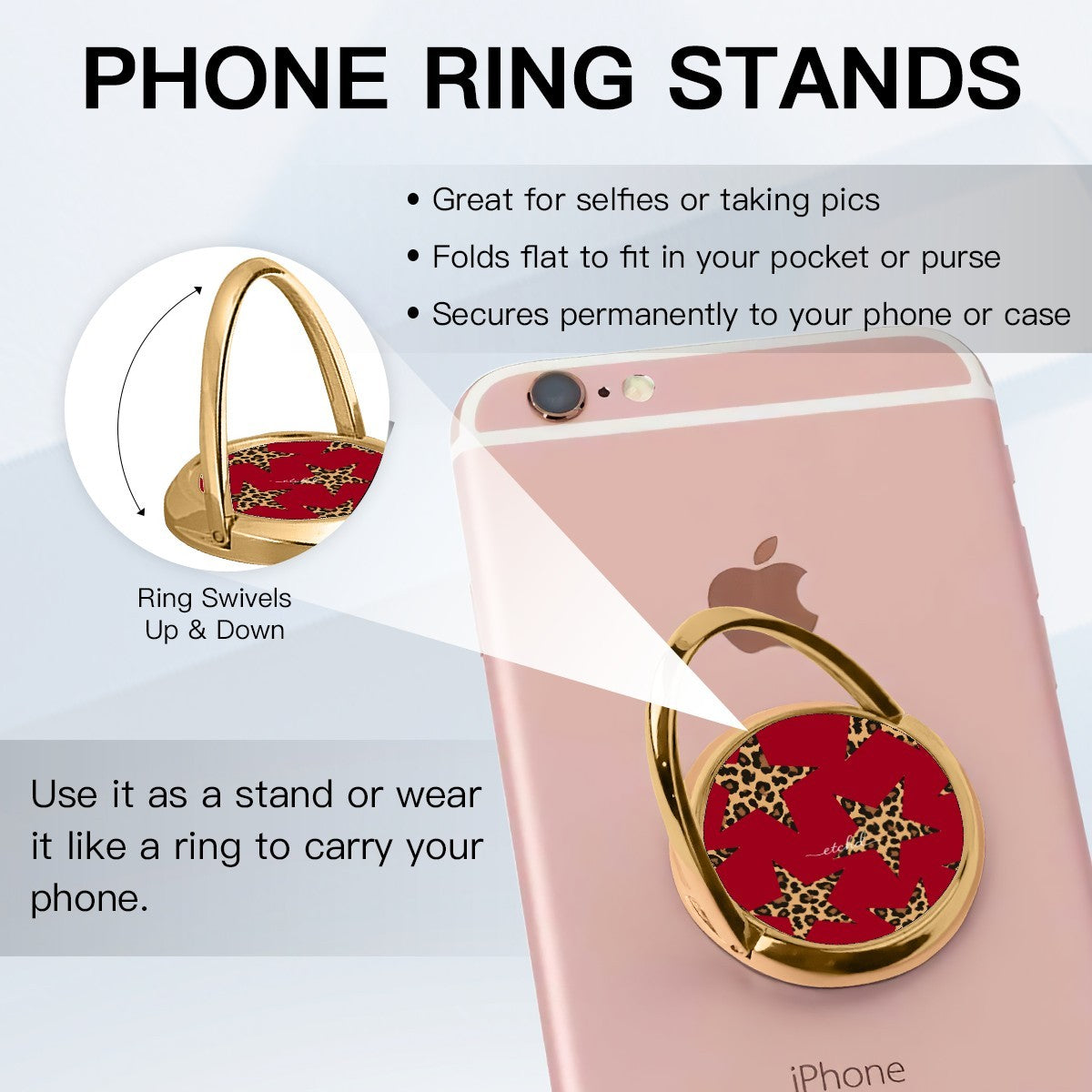Red & Leopard Stars Hoop Ring Holder by etchd, view 4