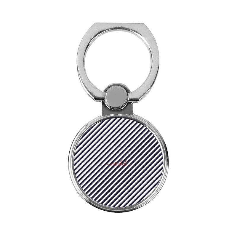 Navy & White Striped Diagonal Classic Ring Holder-zoom-
