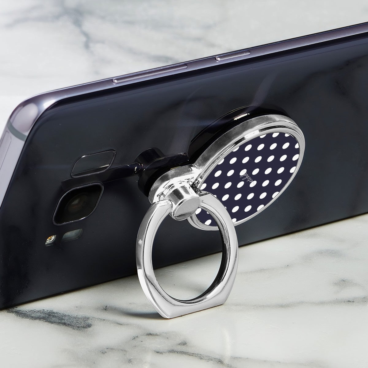 White & Navy Polka Dot Classic Ring Holder by etchd, view 2