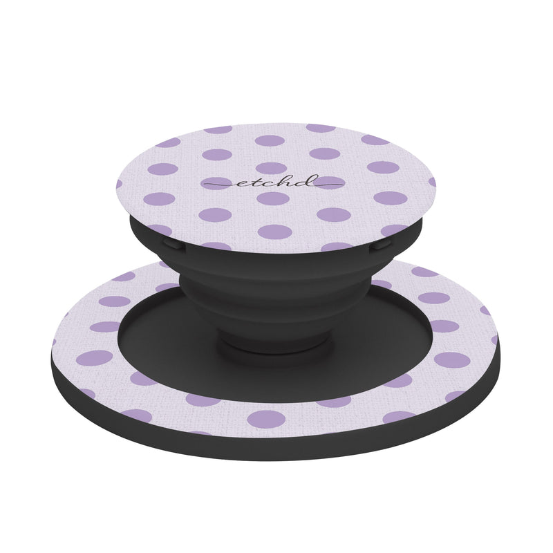 Lilac Polka Dot Handy-Halterung und Ständer-zoom-