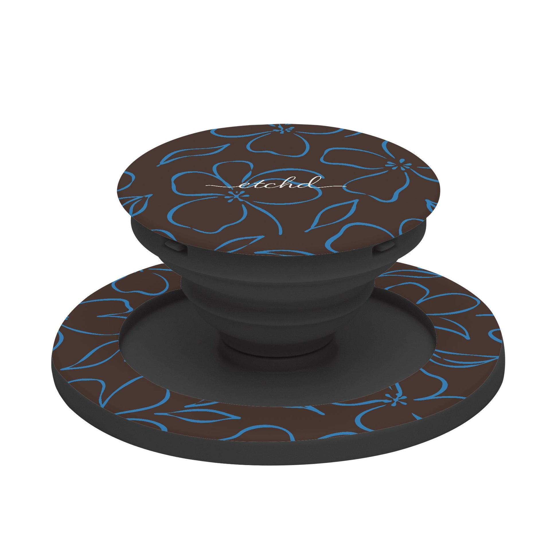 Espresso & Cerulean Floral Phone Grip And Stand by etchd, view 6