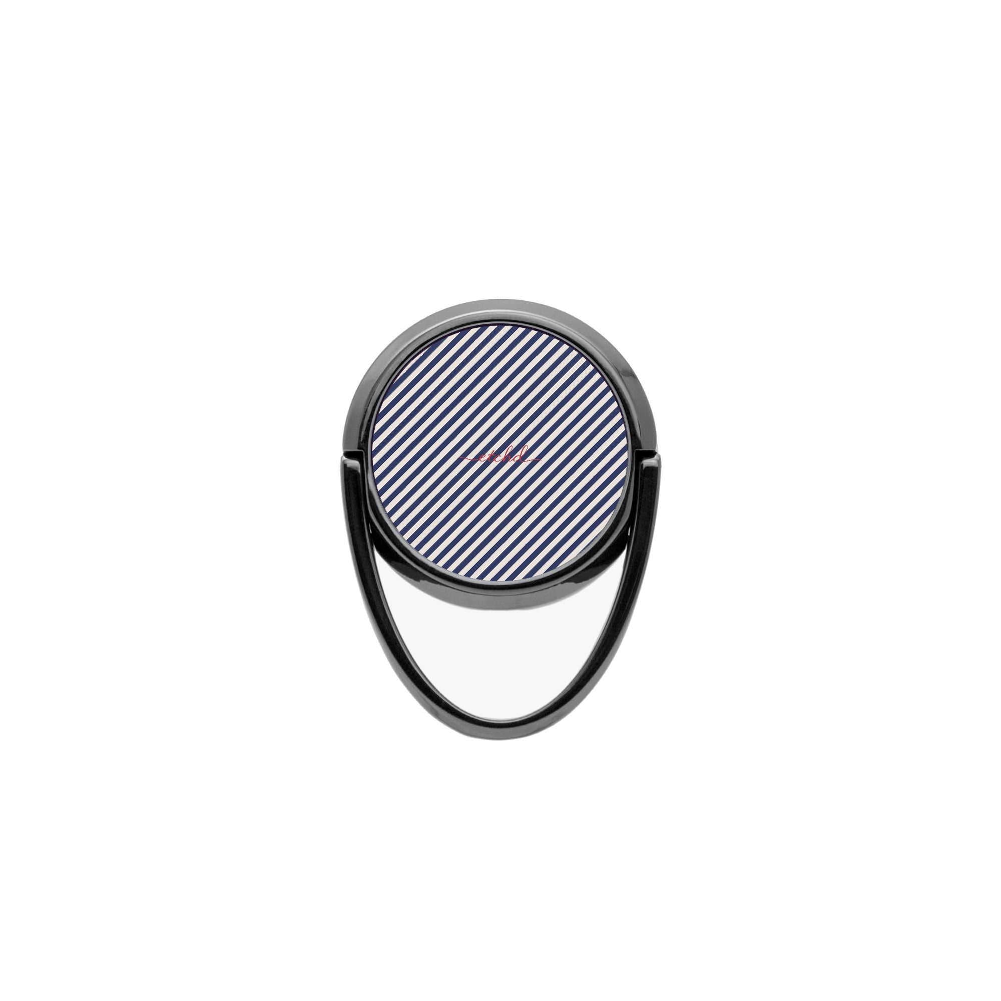 Navy & Cream Striped Diagonal Phone Ring Holder by etchd, view 4