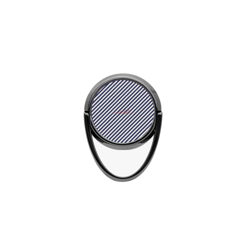 Navy & Cream Striped Diagonal Phone Ring Holder-zoom-