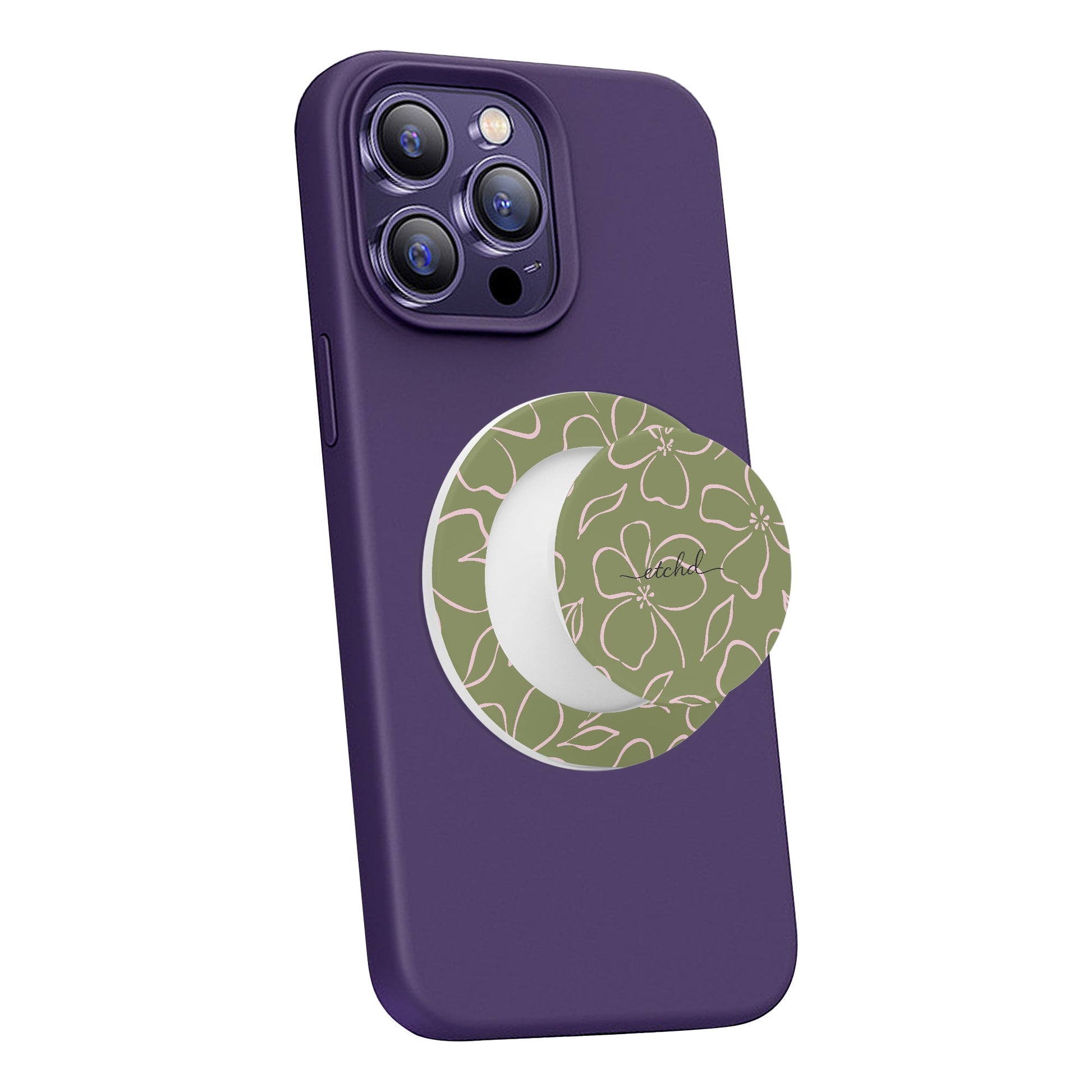 Green & Pink Floral Phone Grip And Stand by etchd, view 7