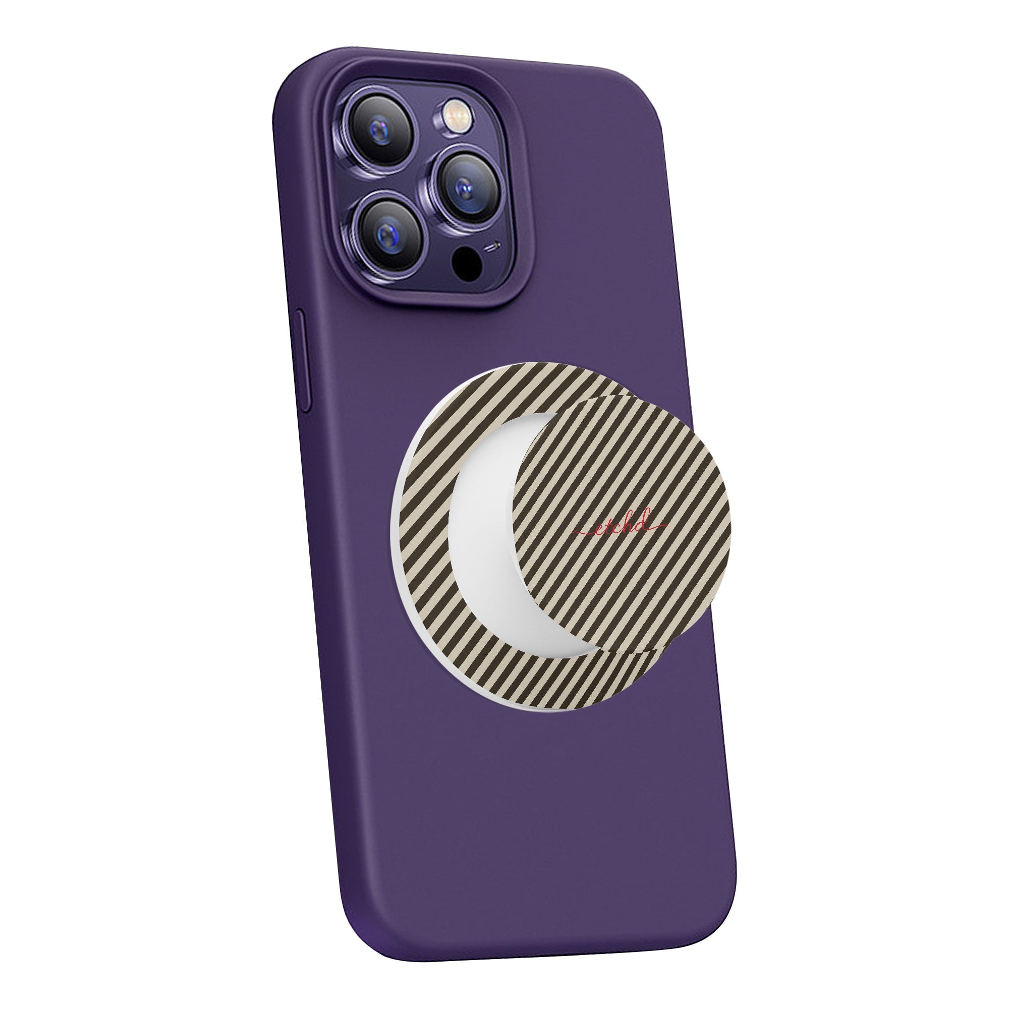 Cream & Brown Striped Diagonal Phone Grip And Stand by etchd, view 7
