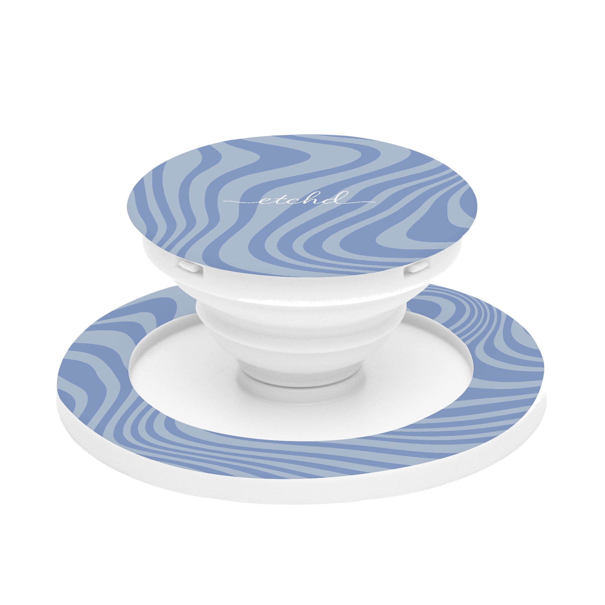Blue Curved Lines Phone Grip And Stand by etchd