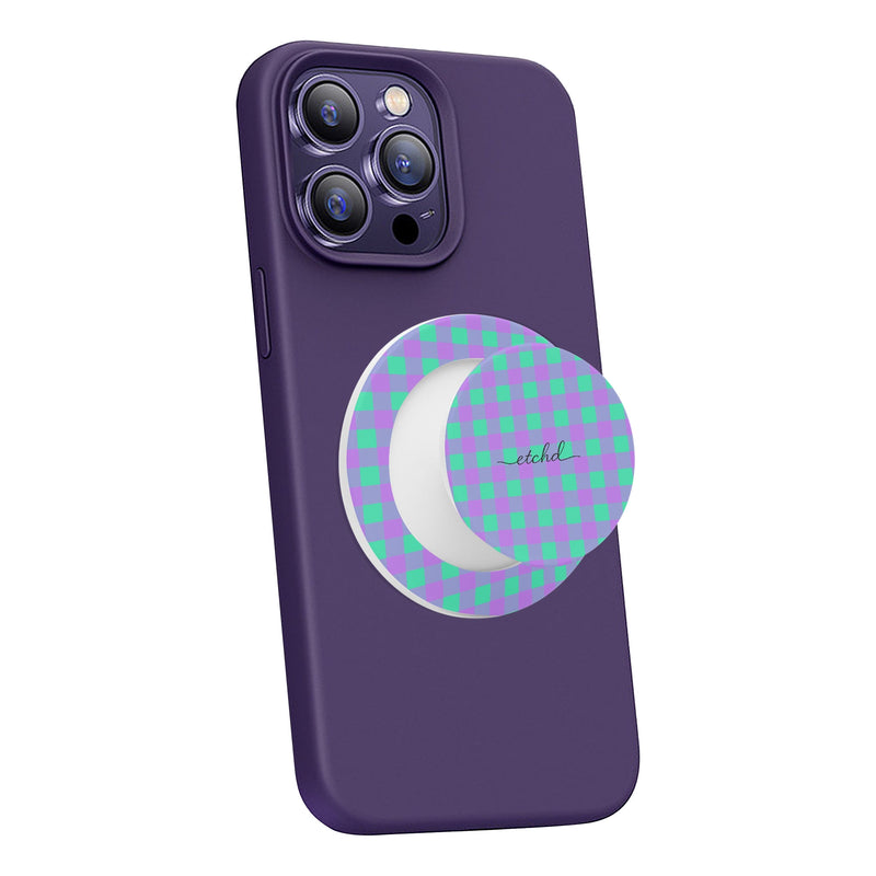 Hypermint & Lilac Gingham Anello e supporto per telefono-zoom-