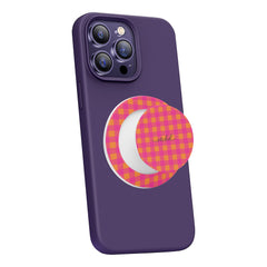 Pink & Orange Gingham Phone Grip And Stand by etchd, view 3