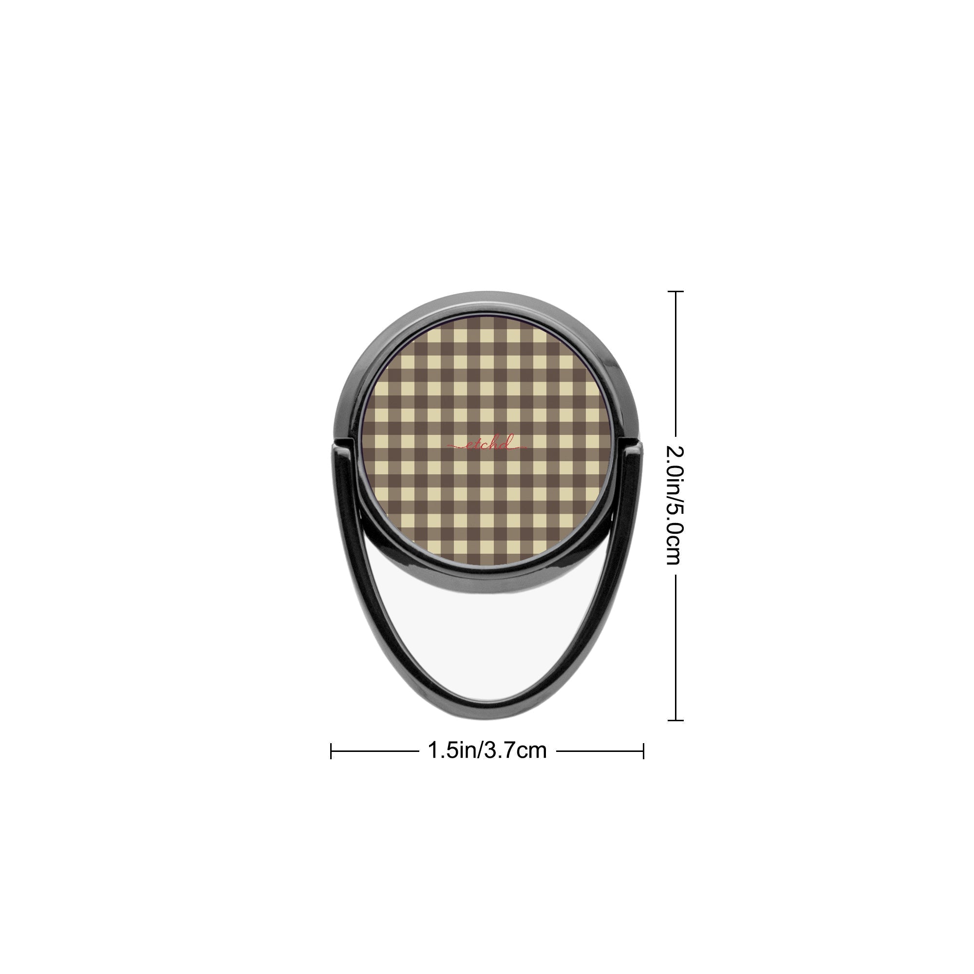Butter & Brown Gingham Phone Ring Holder by etchd, view 3