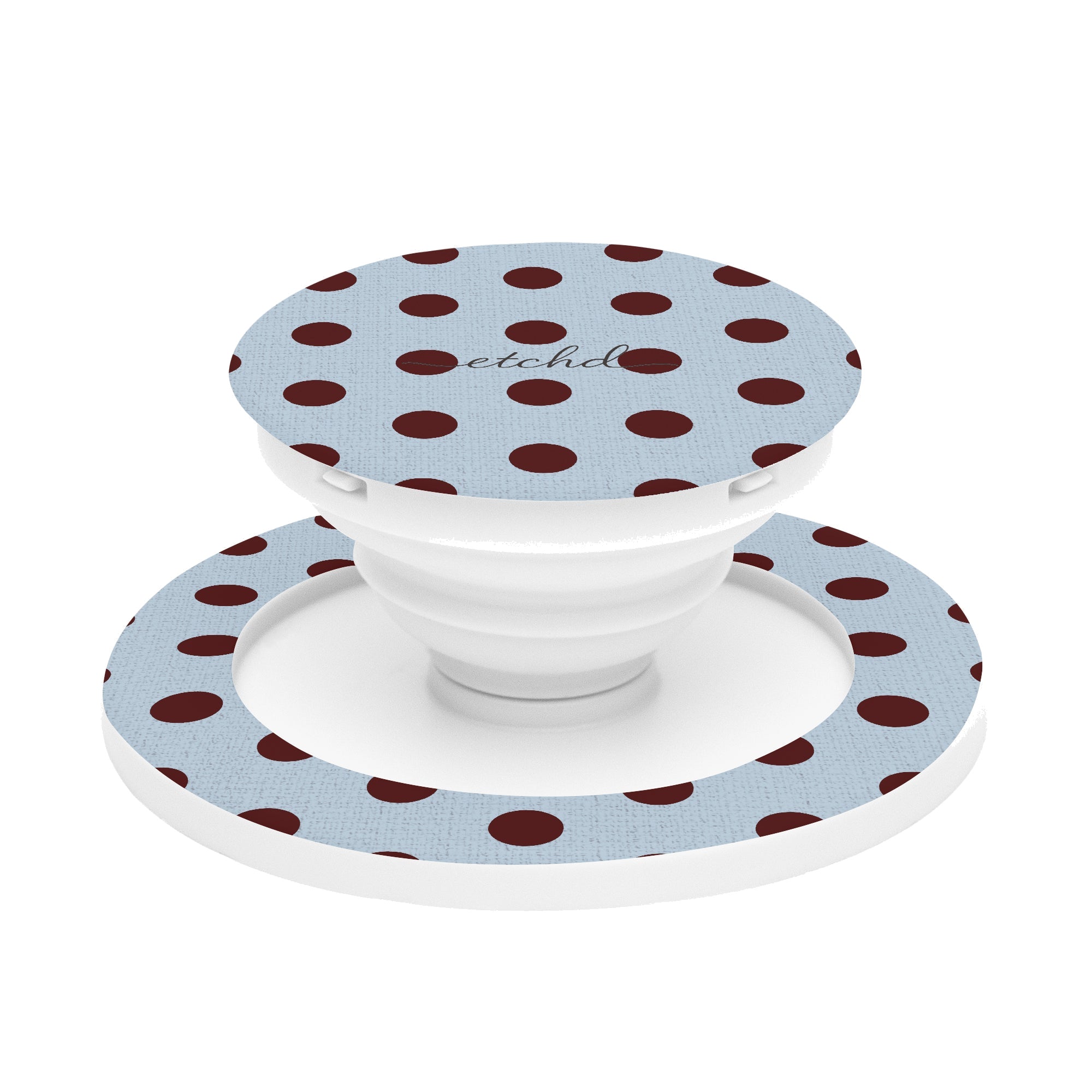 Blue & Cherry Polka Dot Phone Grip And Stand by etchd