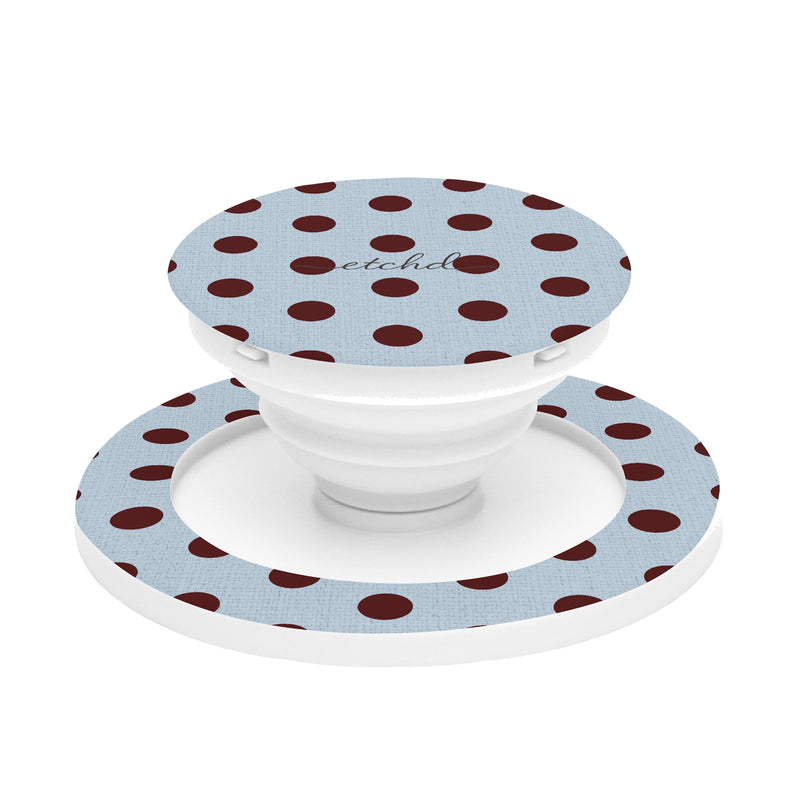 Blue & Cherry Polka Dot Support et Anneau de Maintien pour Téléphone-zoom-