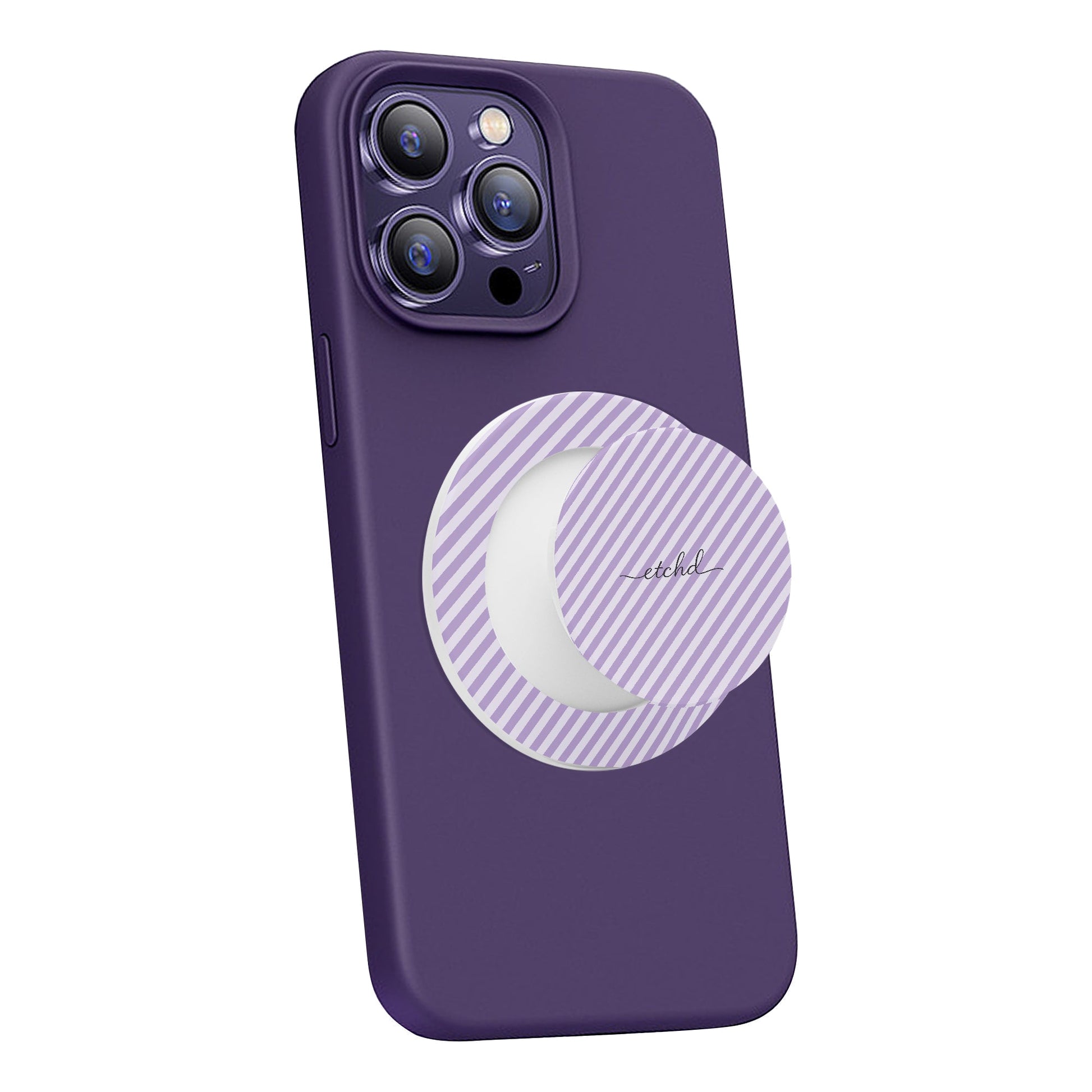 Lilac & Cream Striped Diagonal Phone Grip And Stand by etchd, view 7