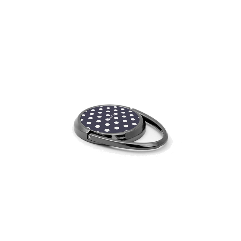 White And Navy Polka Dot Handy Ring-Halterung-zoom-
