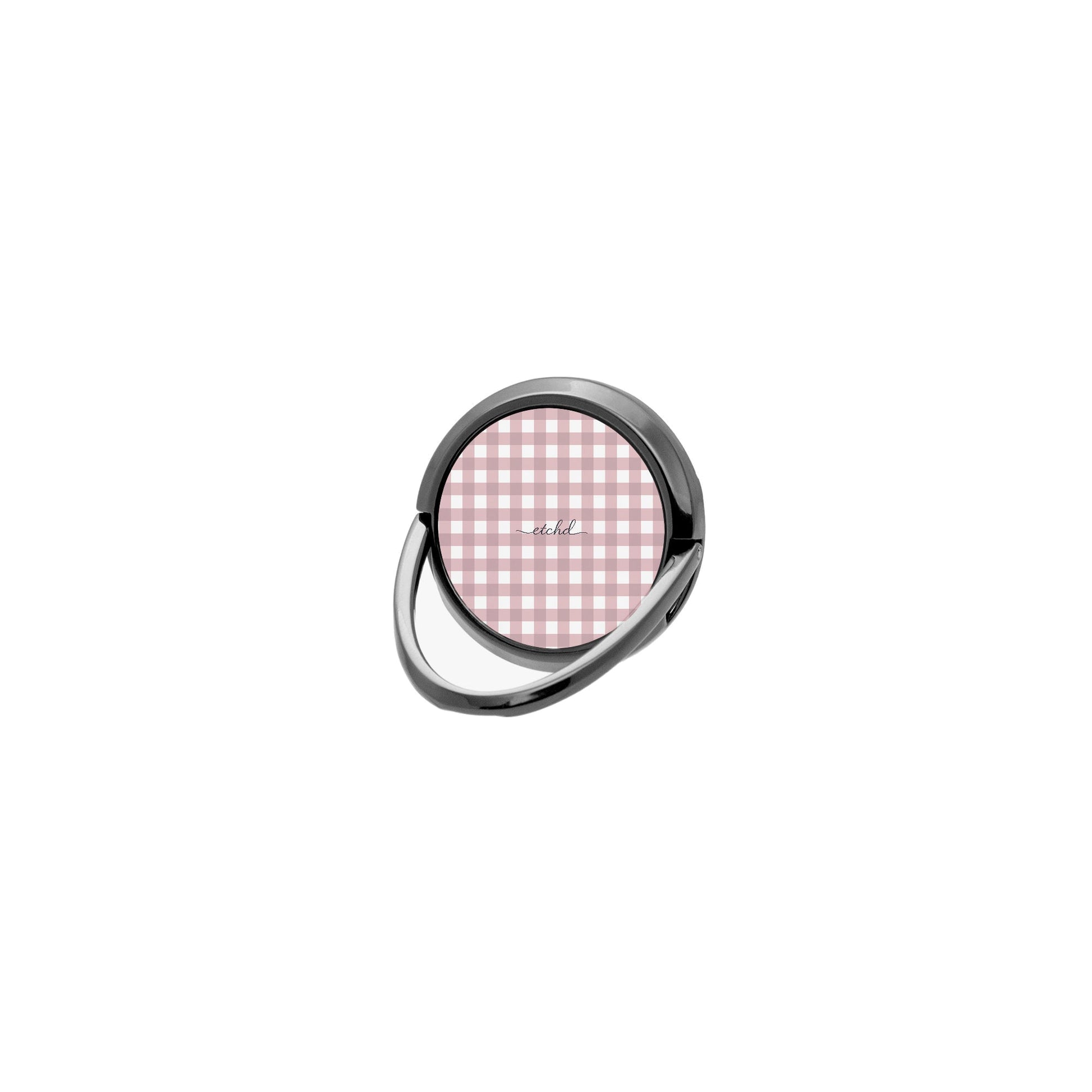 Pink & White Gingham Anillo soporte para móvil de etchd