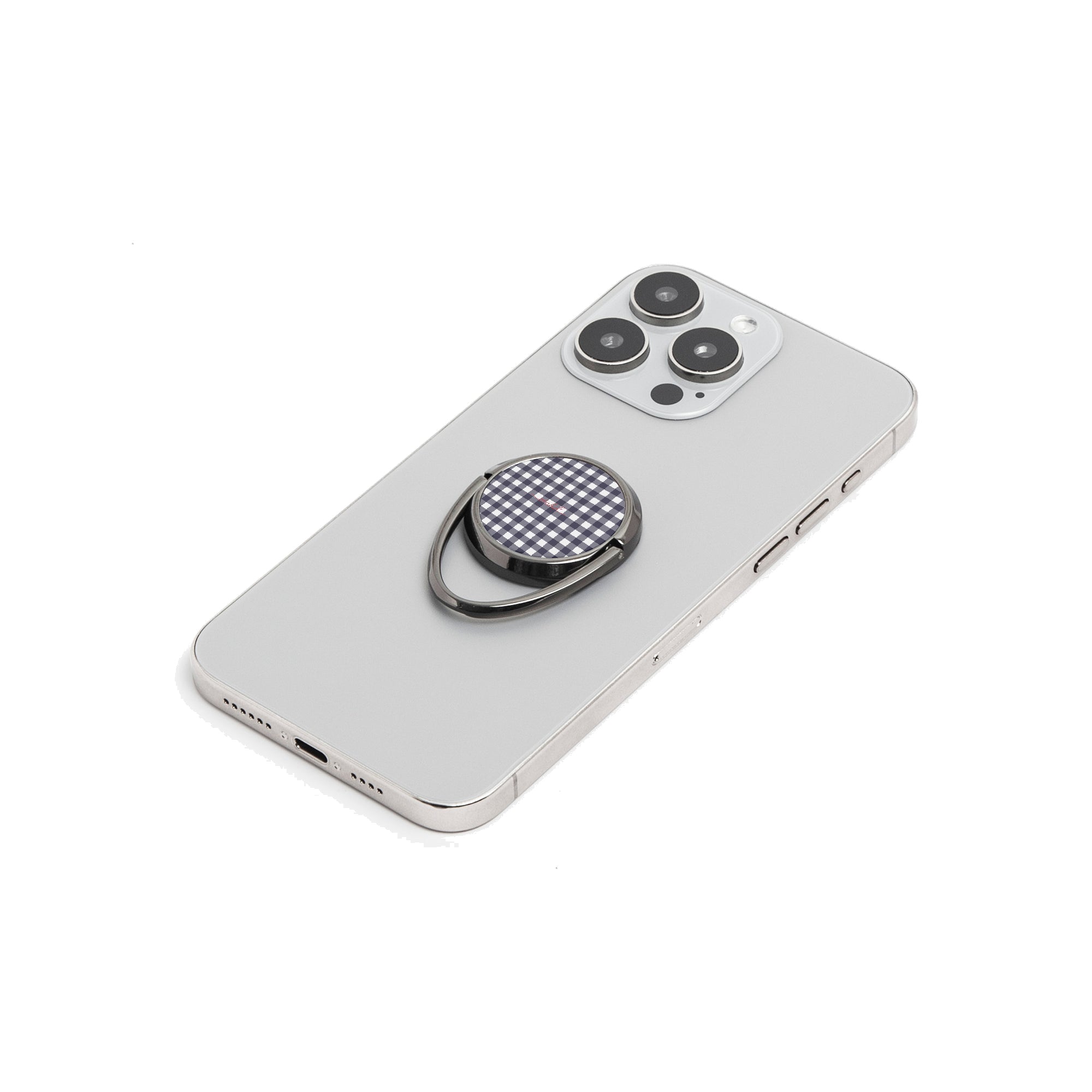 White & Navy Gingham Phone Ring Holder by etchd, view 6