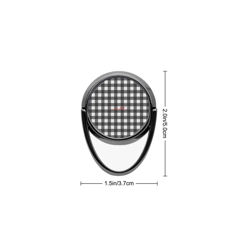 Black & White Gingham Phone Ring Holder-zoom-