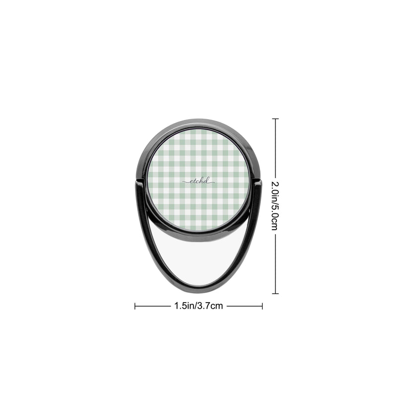 Sage & White Gingham Ring Handyhalterung-zoom-