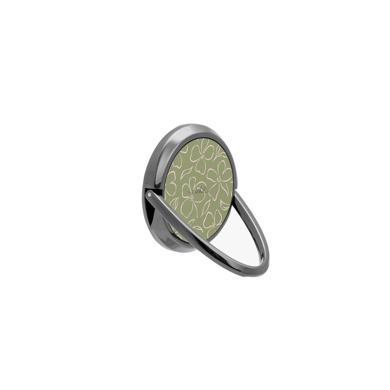 Green & Pink Floral Anillo soporte para móvil-zoom-