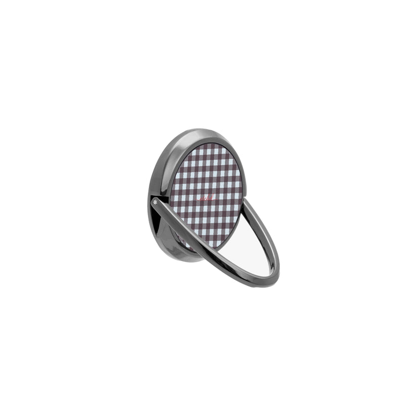 Blue & Plum Gingham Anillo soporte para móvil-zoom-