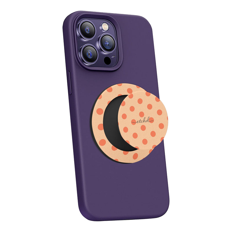 Coral And Peach Polka Dot Phone Grip And Stand-zoom-