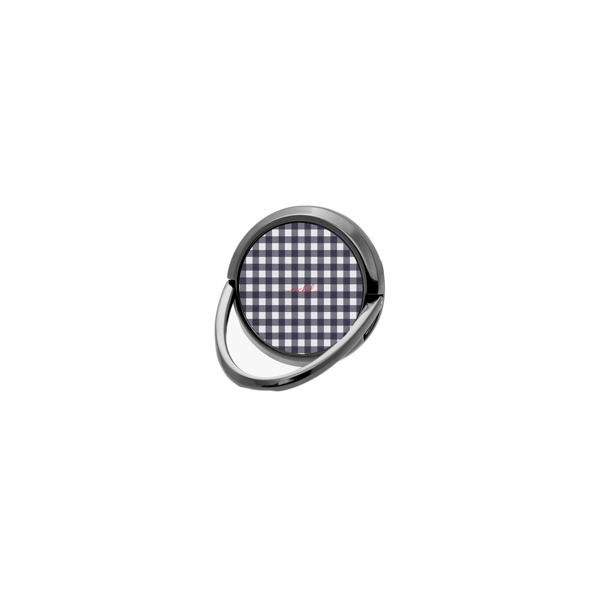 White & Navy Gingham Phone Ring Holder by etchd