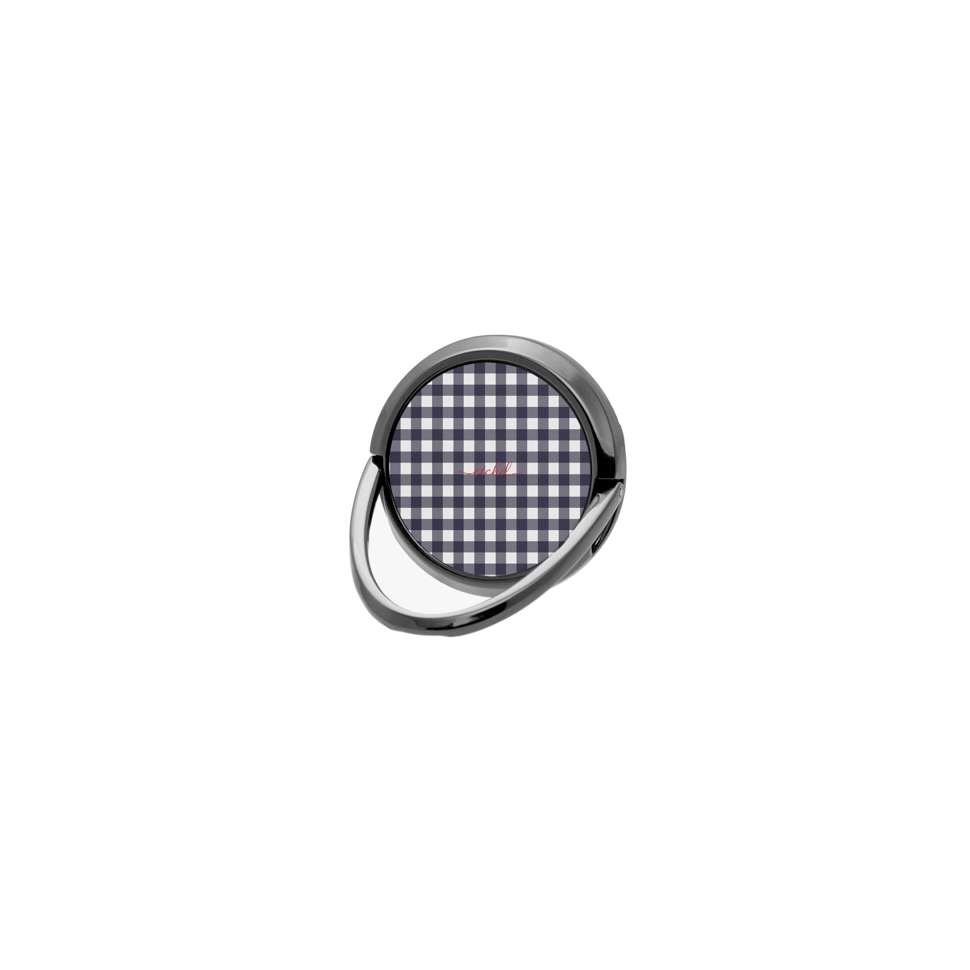 White & Navy Gingham Phone Ring Holder by etchd