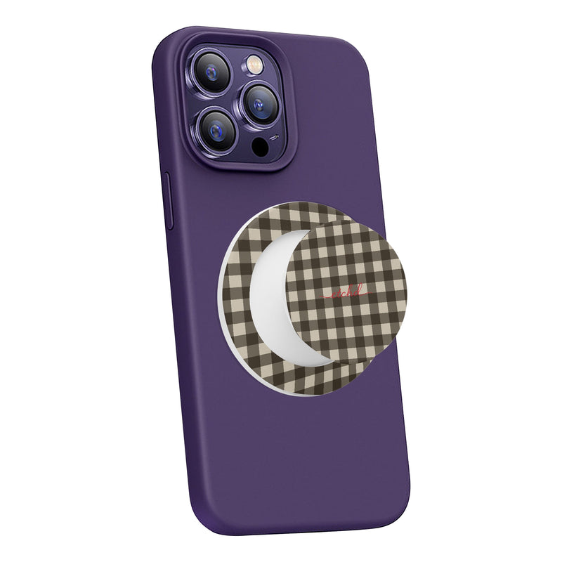 Cream & Brown Gingham Anneau de maintien et support-zoom-