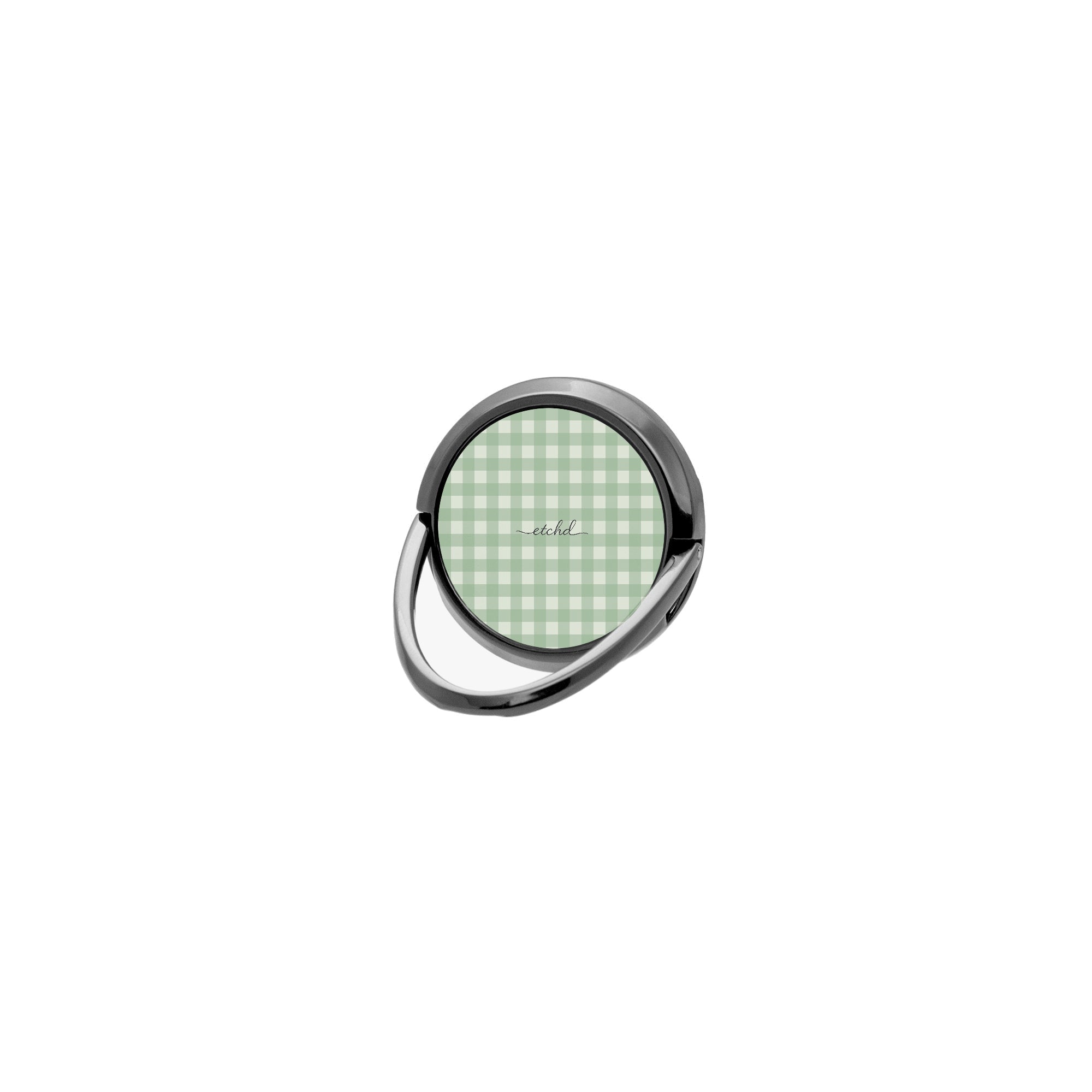 Sage & Cream Gingham Phone Ring Holder by etchd