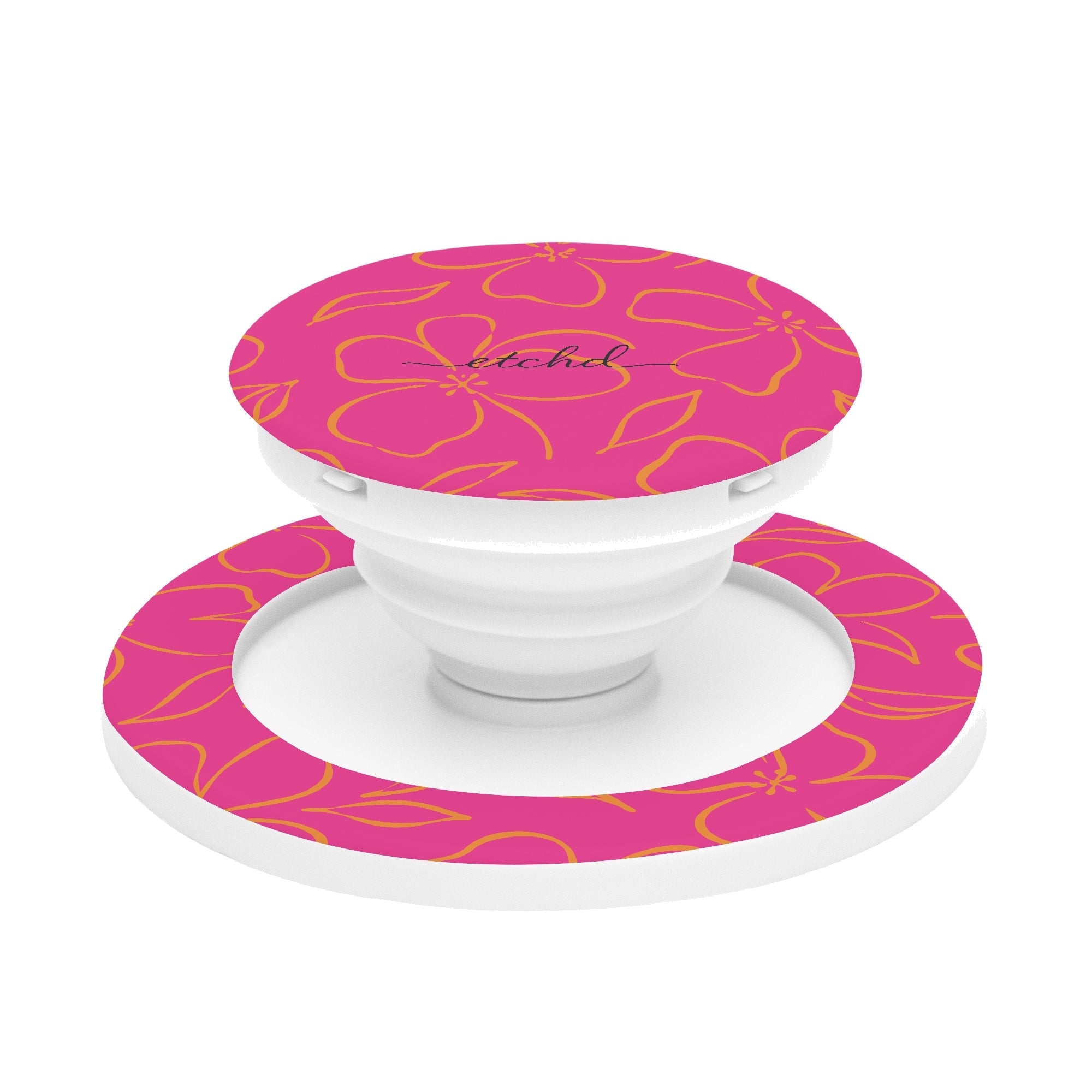 Pink & Orange Floral Phone Grip And Stand by etchd