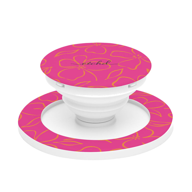 Pink & Orange Floral Anello e supporto per telefono-zoom-