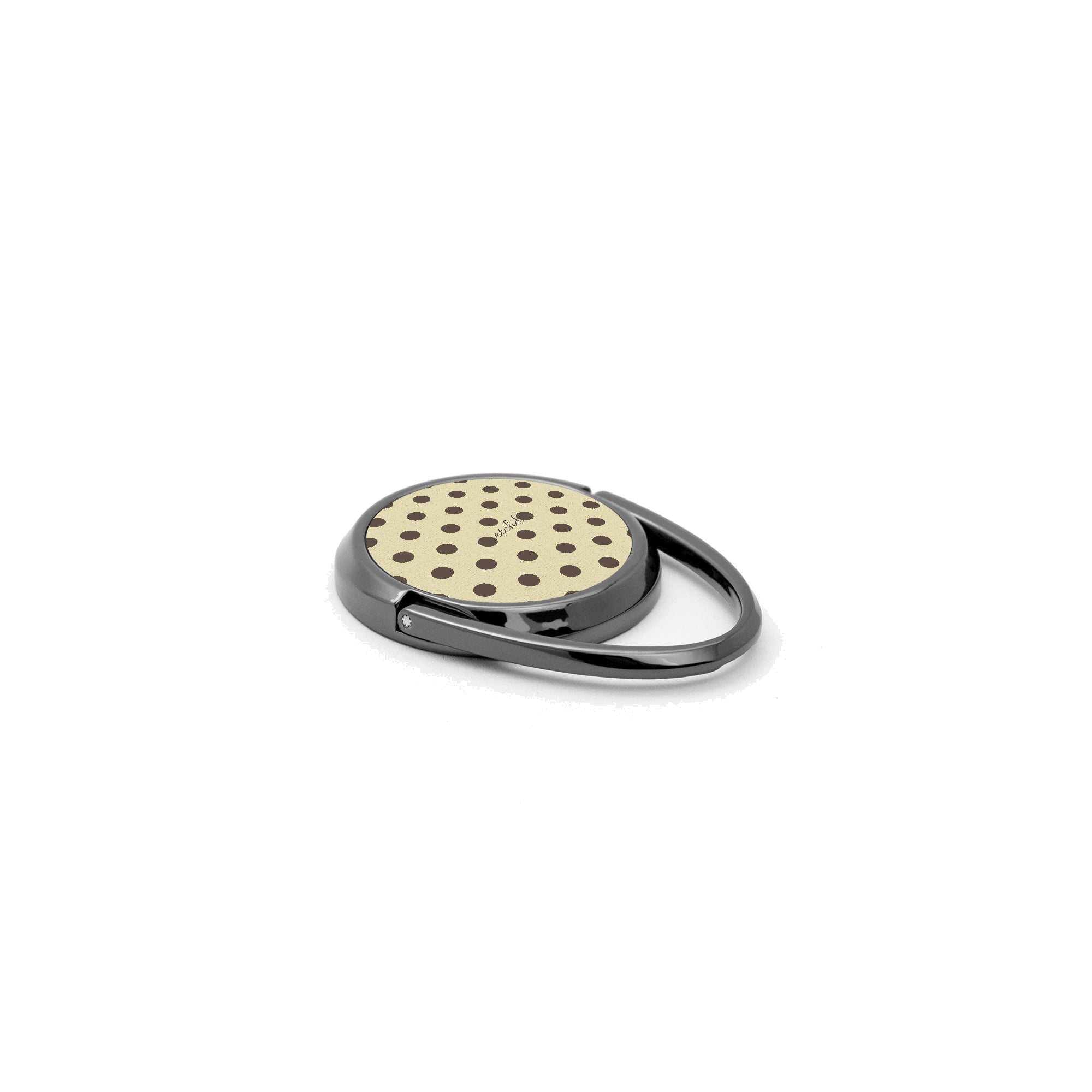 Butter Yellow And Brown Polka Dot Phone Ring Holder by etchd, view 2