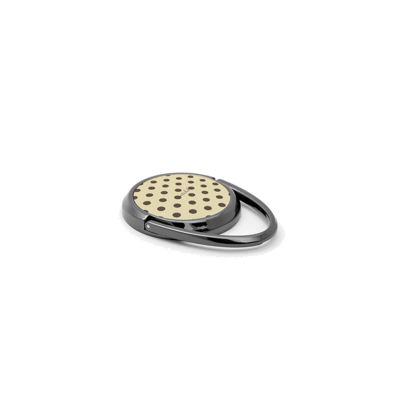 Butter Yellow And Brown Polka Dot Phone Ring Holder-zoom-