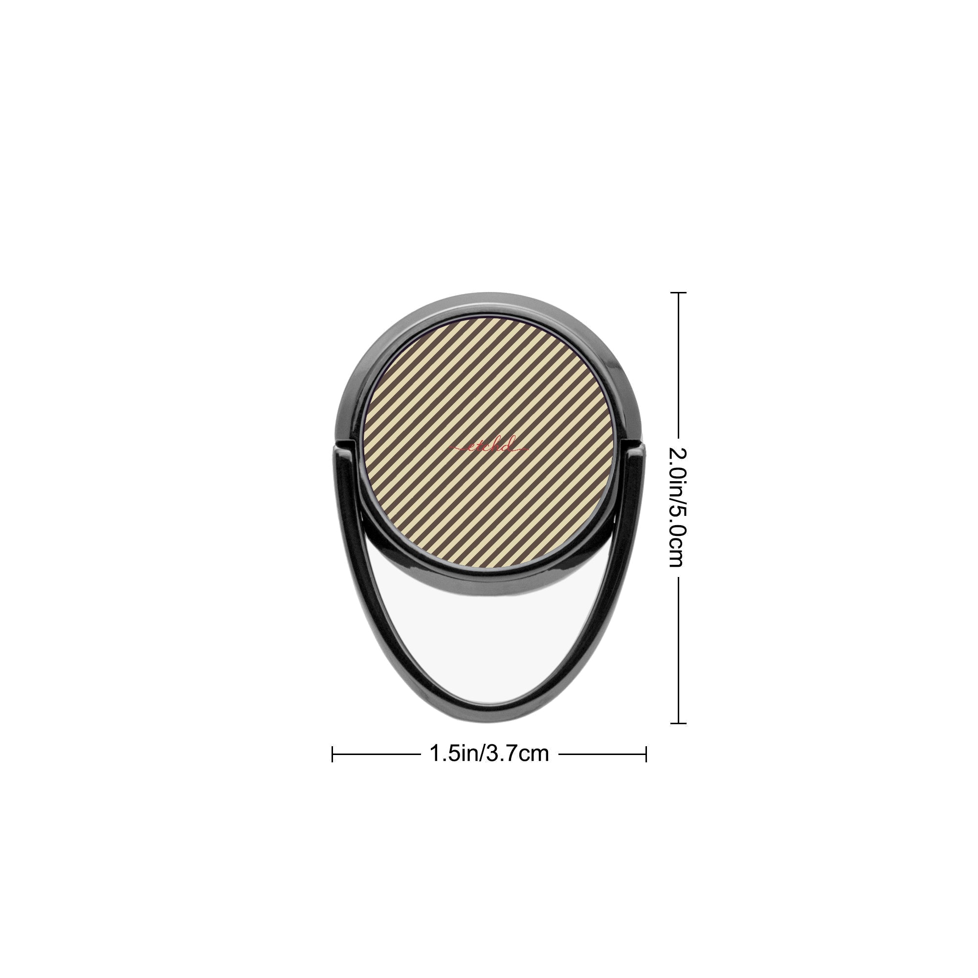 Butter Yellow And Brown Striped Diagonal Phone Ring Holder by etchd, view 3