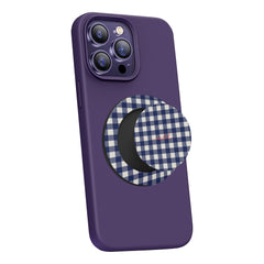 Navy & Cream Gingham Phone Grip And Stand by etchd, view 4