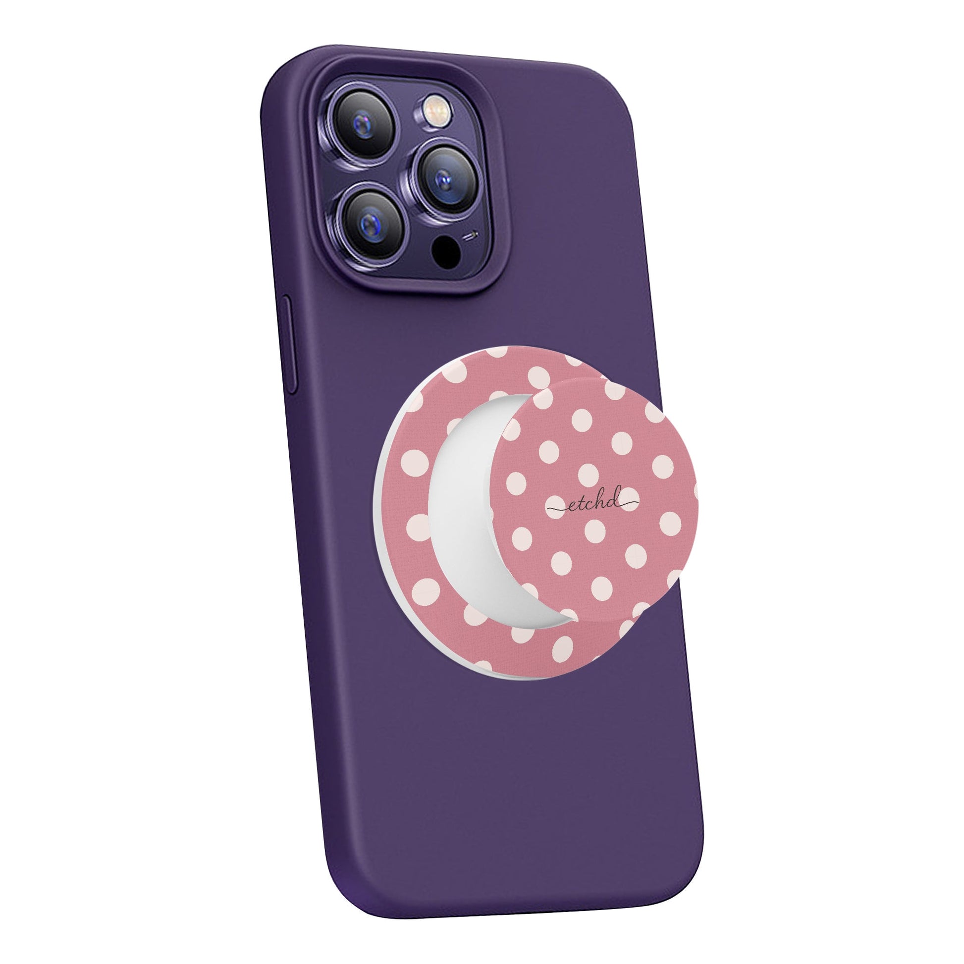 Cream & Blush Polka Dot Phone Grip And Stand by etchd, view 7