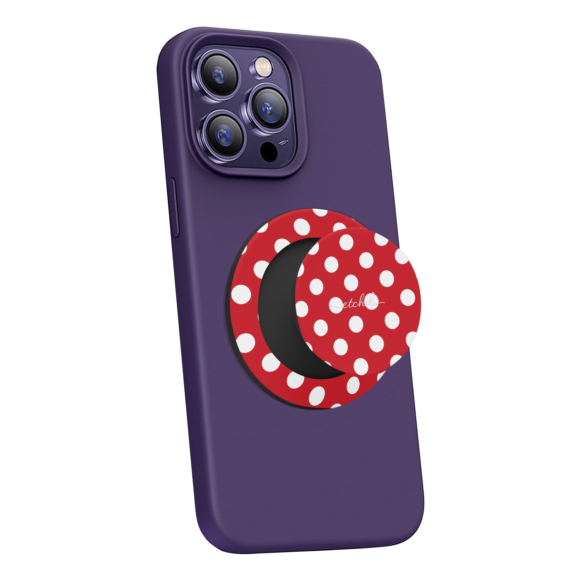 Classic Red Polka Dot Phone Grip And Stand by etchd, view 4