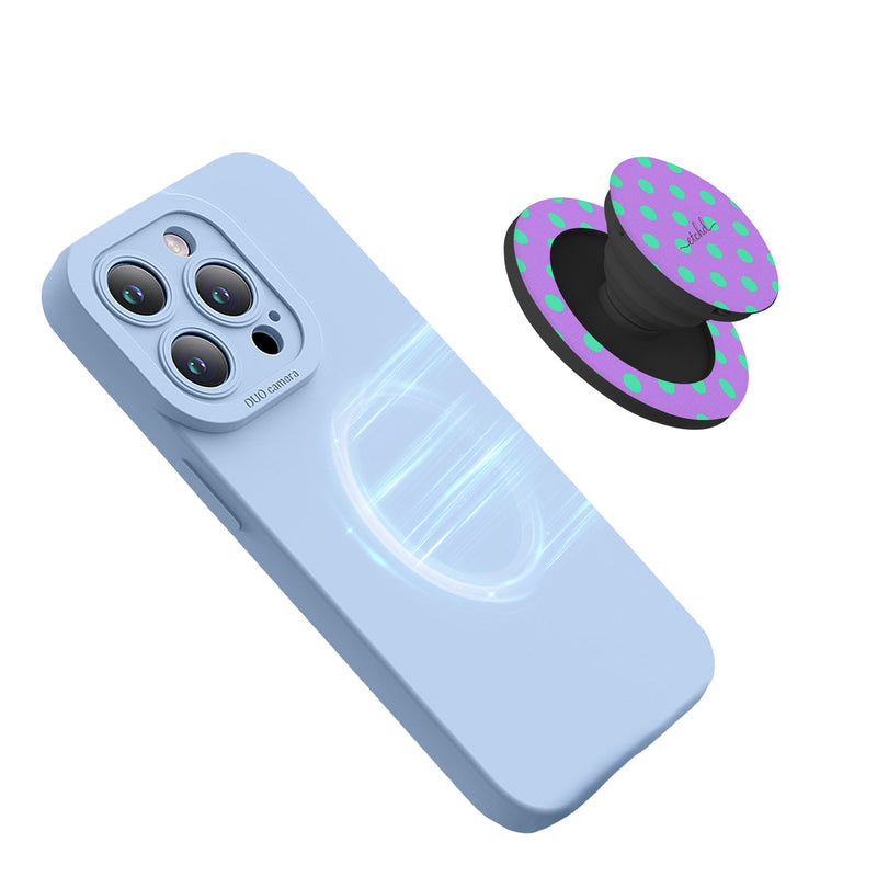 Hypermint And Lilac Polka Dot Phone Grip And Stand-zoom-