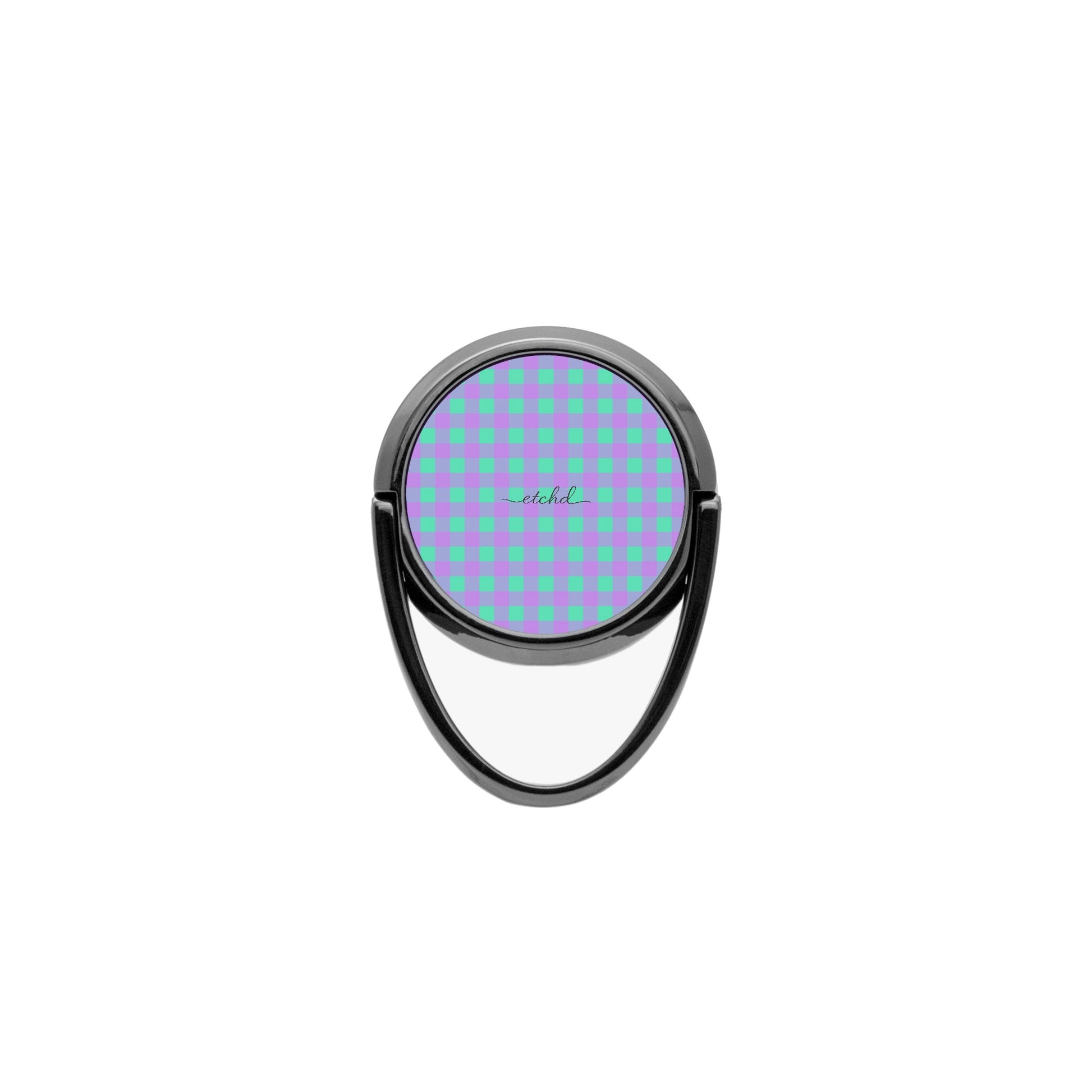 Hypermint & Lilac Gingham Phone Ring Holder by etchd, view 4
