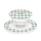 Sage & White Gingham Phone Grip And Stand