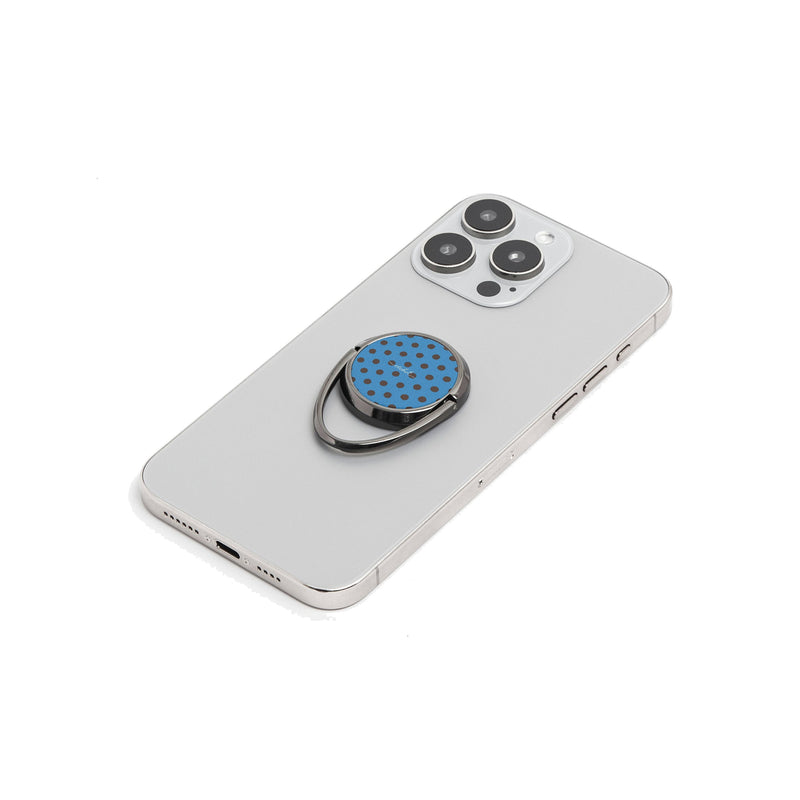 Espresso And Cerulean Polka Dot Phone Ring Holder-zoom-