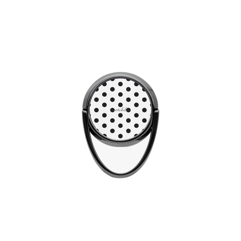 Black & White Polka Dot Handy-Ring-Halterung-zoom-